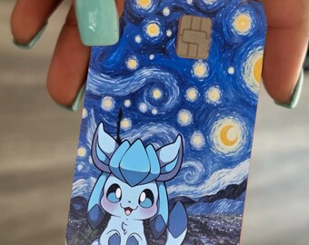 Custom fan art Pokémon Glaceon starry night debit/credit card skin