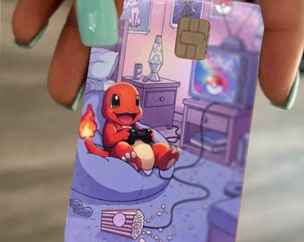 Custom fan art Pokémon charzard playing video games debit/credit card skin