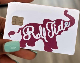 Alabama roll tide elephant football fan art collage debit/credit card skins