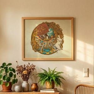 Vintage Bridge of Dreams Wall Art, Mystical Retro Rolled Posters, Transformation and New Beginnings Illustration, Sacred Tree Linework
