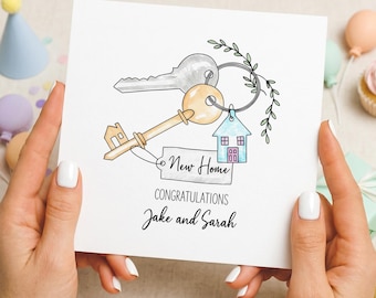 Tarjeta personalizada para nuevo hogar, tarjeta de felicitación por mudanza, regalo de inauguración de casa para parejas, tarjeta de felicitación para el primer hogar.