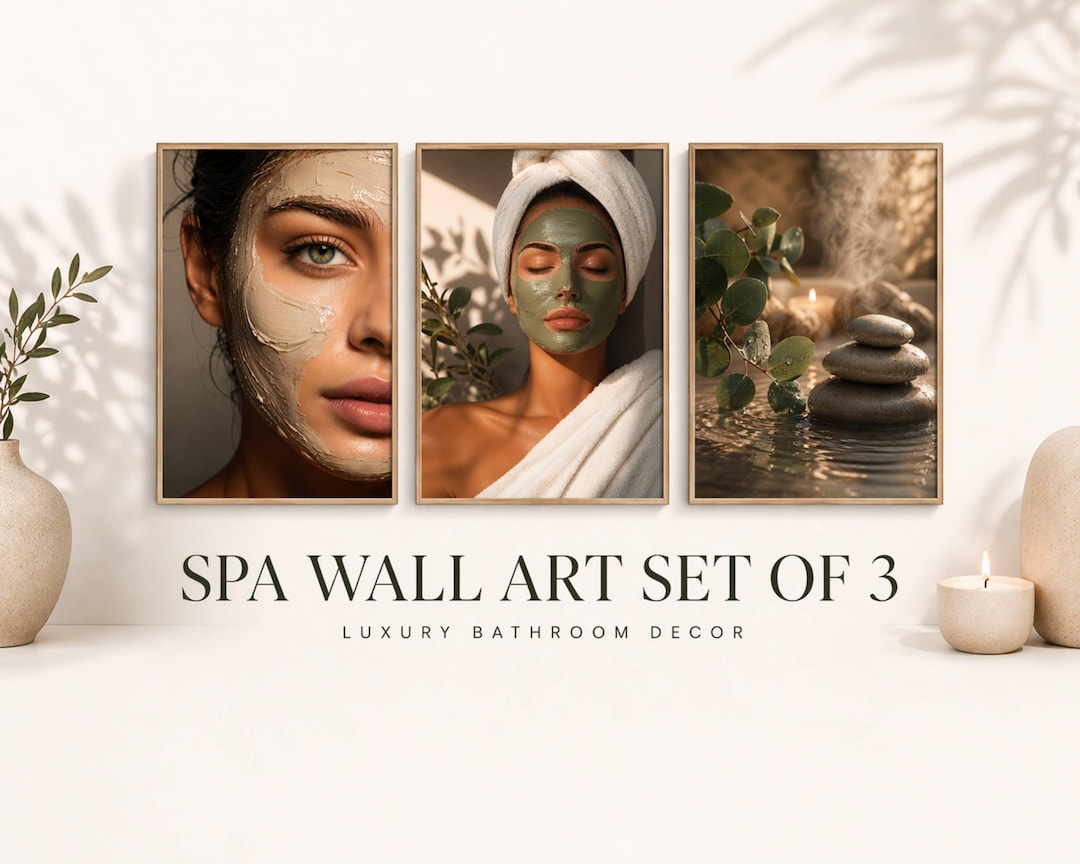 Spa Wall Art Set of 3, Bathroom Decor Prints, Relaxing Self Care ...