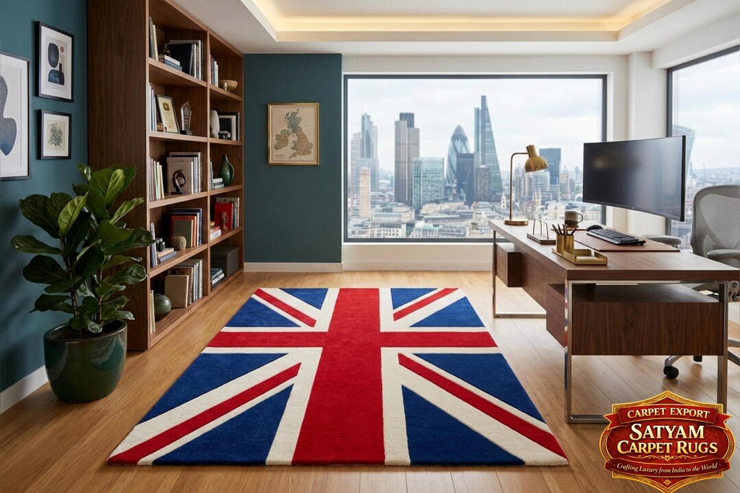 Union Jack Rugg Hand Tufted Wool Flag Rug, UK Union Jack & USA American Flag Carpet ...