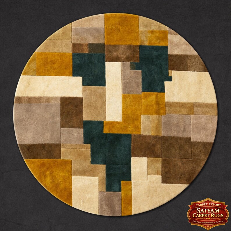 Hand Tufted Wool Area Rug, Modern Geometric Carpet, Living Room Rug ...