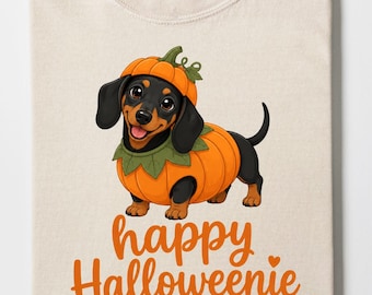 Dachshund Halloween PNG, Feliz Halloweenie PNG Diseño, Perro salchicha de Halloween a la moda PNG, Clip art de Dachshund de otoño PNG