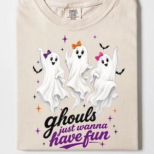 Ghouls Just Wanna Have Fun PNG, Halloween Spooky Ghosts PNG Design, Trendy Halloween Girl Ghosts PNG, Vintage Retro Ghosts clip art png