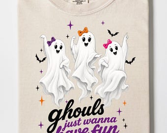 Ghouls Just Wanna Have Fun PNG, Halloween Spooky Ghosts PNG Design, Trendy Halloween Girl Ghosts PNG, Vintage Retro Ghosts clip art png