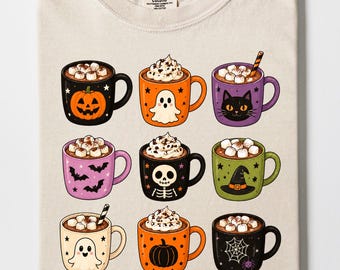 Halloween Hot Chocolate PNG,  Spooky Season Hot Cocoa PNG Digital Download, Preppy Halloween PNG Design, Trendy Fall Digital Design