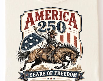 America 250 Cowboy PNG, USA 1776 2026 Cowboy png, 4 juillet patriotique téléchargement numérique, vintage rétro fête de l'indépendance PNG