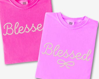 Blessed Pearl PNG, Christian Faith PNGs, Blessed Pearl Bow, Girly Religious Digital Download, Sublimation Design