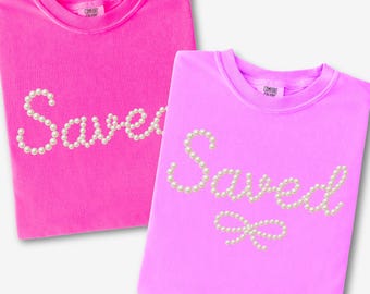 Saved Pearl PNG, Christian Faith PNGs, Saved Pearl Bow, Girly Religious Digital Download, Sublimation Design