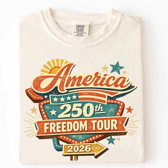 America 250 PNG, Freedom Tour 2026 Patriotic Design, July 4th Vintage Retro Distressed USA png