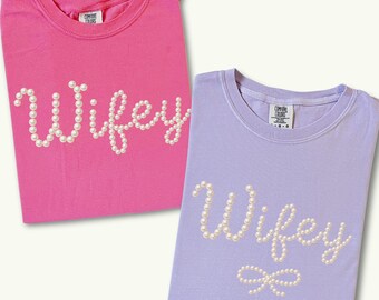 Wifey Pearls Bow PNGs, Pearly New Wife Sublimation Design, Trendy Coquette Wedding PNGs, New Wife PNG Digital Download, Honeymoon png