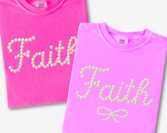 Faith Pearl PNG, Christian Faith PNGs, Faith Pearl Bow, Girly Religious Digital Download, Sublimation Design