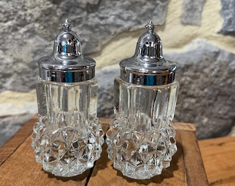 Vintage Indiana Glass Diamond Point Salt and Pepper shakers