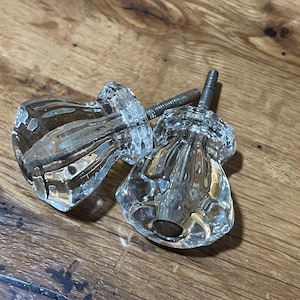 Vintage glass knobs, drawer hardware, set of 2