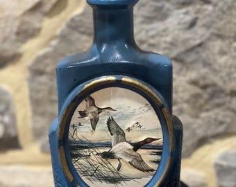 Vintage decanter, J. Lockhart Duck artwork, Jim beam bourbon collector bottle