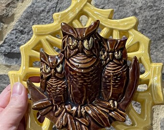 ビンテージ マッコイ フクロウファミリー ウォールポケットプランター