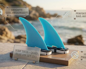 Płetwy tylne do desek surfingowych Performance Quad Rear STL | Wersja do druku 3D do pobrania | Płetwy o dużej prędkości do systemów Dual-Tab Box