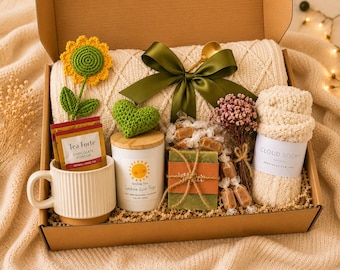 Cozy Healing Gift Box for Women, Get Well Soon Care Package, Self Care Basket