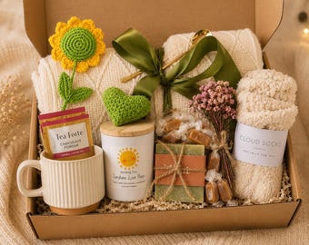 Gemütliche Heilung Geschenkbox für Frauen, Self Care Paket, Komfort Kerze, Socken