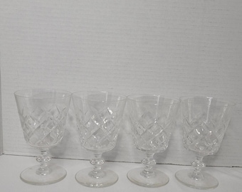 Vintage Webb Corbett Crystal kriskras geslepen waterbeker wijnglas 5 1/4" set