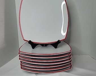 Rare Vintage Y2k Accent Red by Studio Nova 10" Dinner Plate Set Of 8