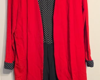 Vintage Stuart Alan 2 Piece Size 12 Romper Jacket Set BW Polka Dot Faux Dress