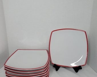 Juego de 8 platos de ensalada vintage Y2k Accent Red de Studio Nova, edición limitada de 8 pulgadas.