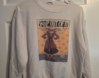 Vintage Mary Engelbreit ""Snap Out Of It"" Langarm Rundhals Sweatshirt S/M."