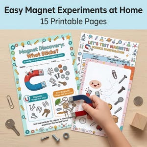 Magnet Experiments for Kids | Simple Science Experiments PDF | Hands-on STEM Learning | Magnetic Forces Activities | Ages 5-8| 15 Pages