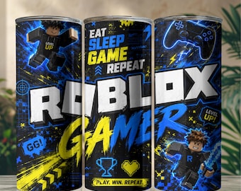 ゲーマー向けRobloxタンブラーラップPNG、ゲーミングタンブラー昇華デザイン、Roblox風20オンススキニータンブラーラップ、デジタルダウンロード