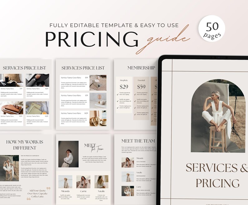 Pricing Menu Examples Editable Service Menu Template, Business Pricing Guide, Canva Price ...