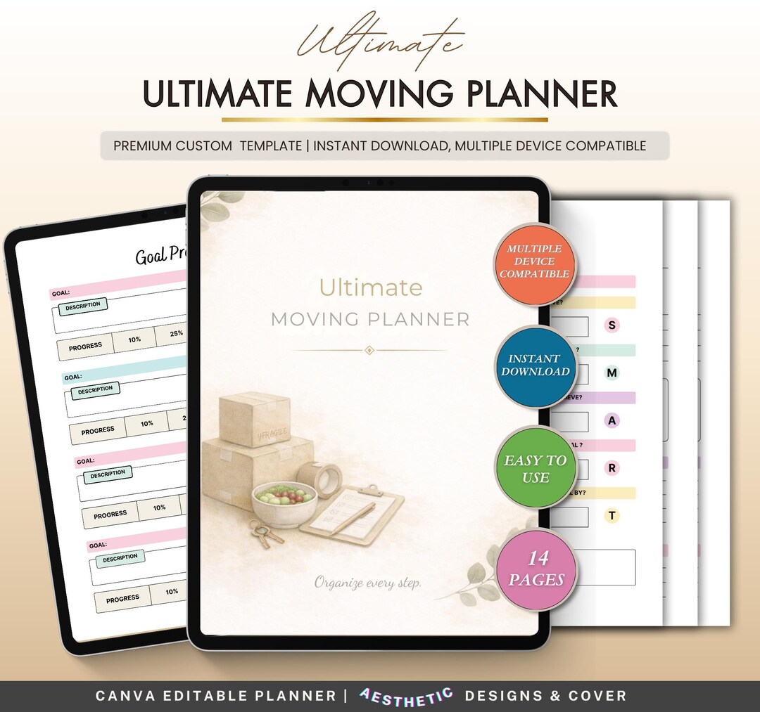 Ultimate Moving Planner, Checklist Organizer, Relocation Binder (canva ...