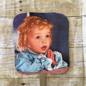 Vintage Advertising Fan, 1950s Cardboard Hand Fan on Stick, Pella Products Inc Advertising Hand, Vintage Advertising &quot;Bedtime&quot;
