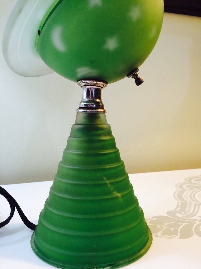 1939 Worlds Fair Green Glass Saturn Lamp Art Deco Base Vintage Etsy