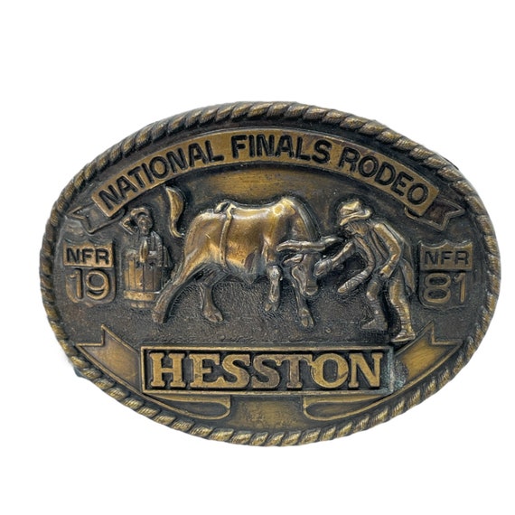 Vintage Hesston 1981 National Finals Rodeo Brass … - image 1