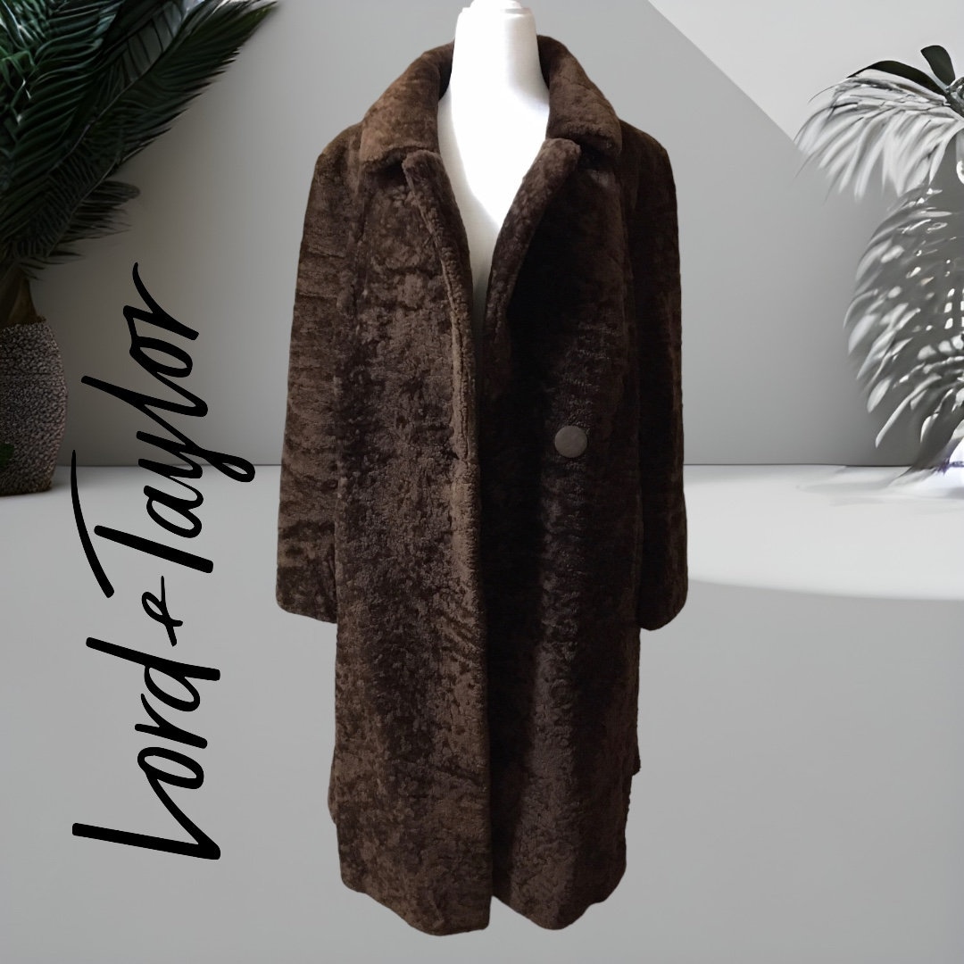 Vintage Lord and Taylor Barlan Faux Fur Coat Monogrammed Lining - Main Image