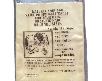 Vintage Bridal Satin Pillowcase Natural Hair Care Pillowcase, New Old Stock, Gold, Acetate Satin 22” x 32” Silky Bedding