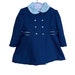 Little Girls Cute Togs Coat Navy Blue and White Double Breasted Lace ...