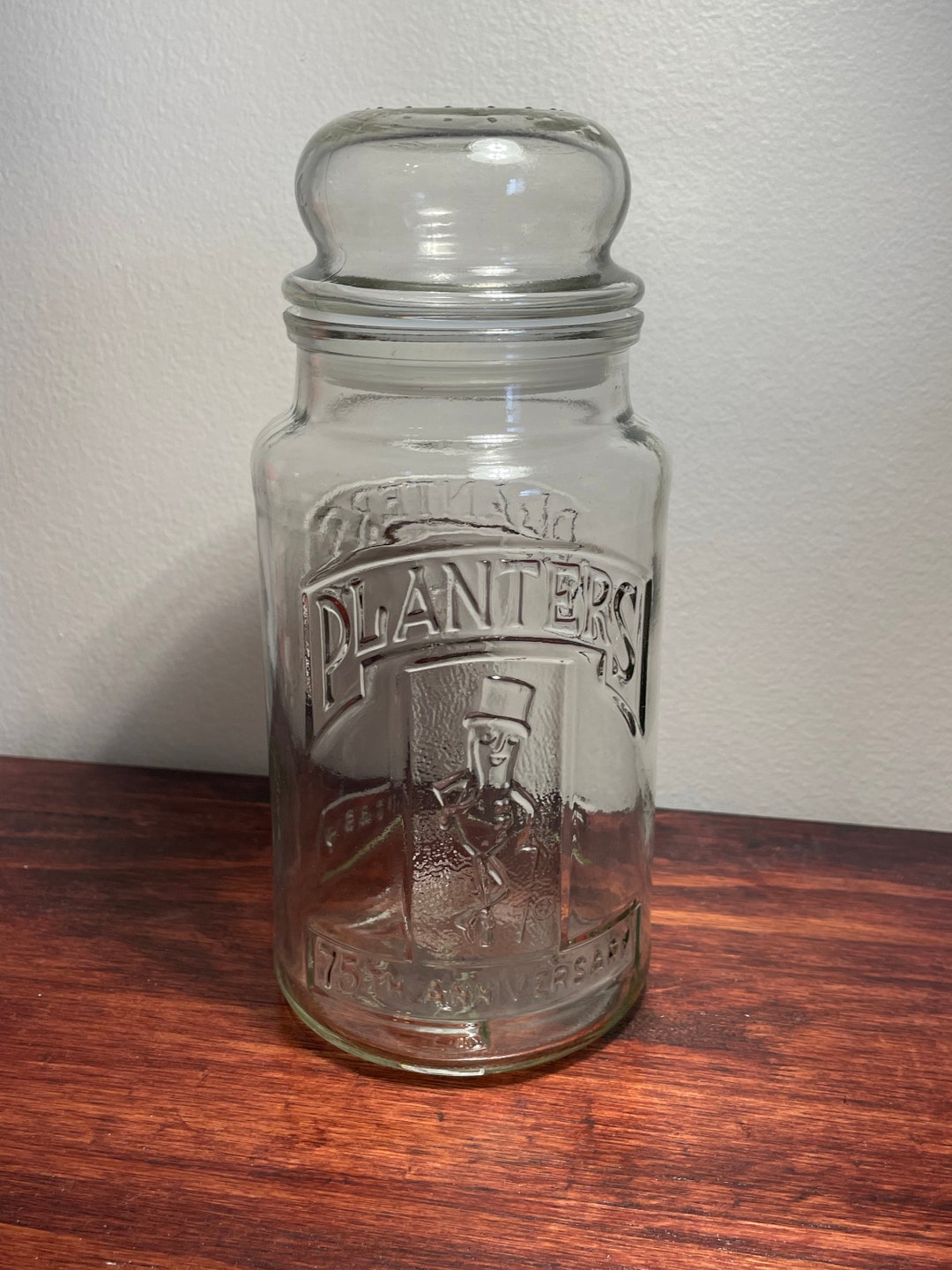 Planters Peanuts 75th Anniversary Glass Mr Peanut Jar With Lid Etsy