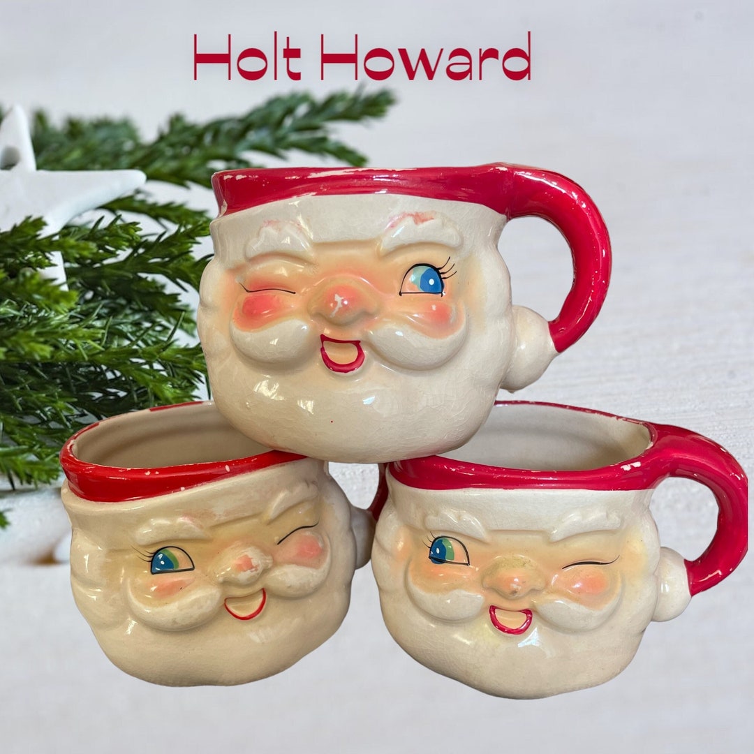 Holt Howard Winking Santa Mugs Set of Three Vintage 1960 Etsy