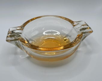 Vintage Anchor Hocking Peach Tinted Carnival Glass Ashtray, Collectible Glass 70s