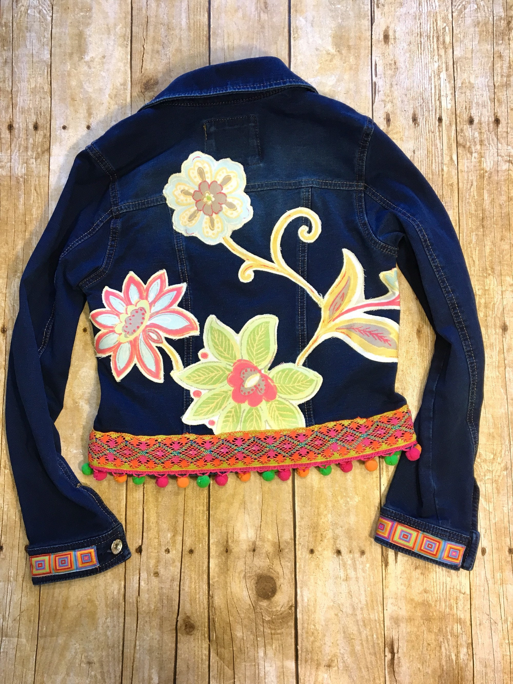 Embellished Jean Jacket Girl's Size 14 Upcycled Denim | Etsy