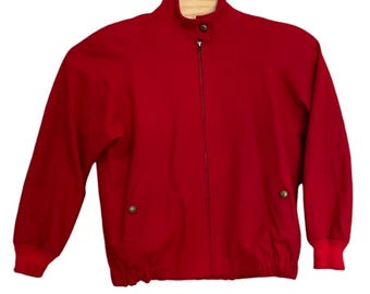 Vintage Pendleton Bomber Style Jacket 100% Virgin Wool Red Woolmark Pure New Wool Men’s Jacket Size Medium