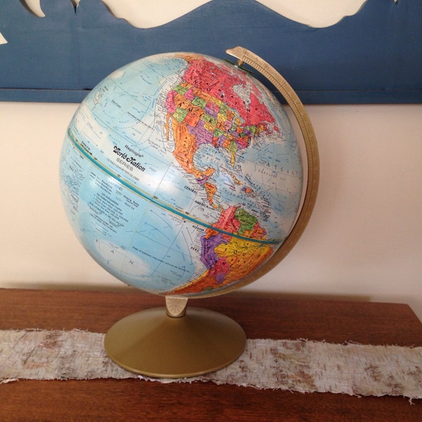 Vintage Replogle monde Nation maxi Globe, Globe Vintage, Replogle Globe, Globe bleu océan, Globe terrestre, Globe 12 pouces