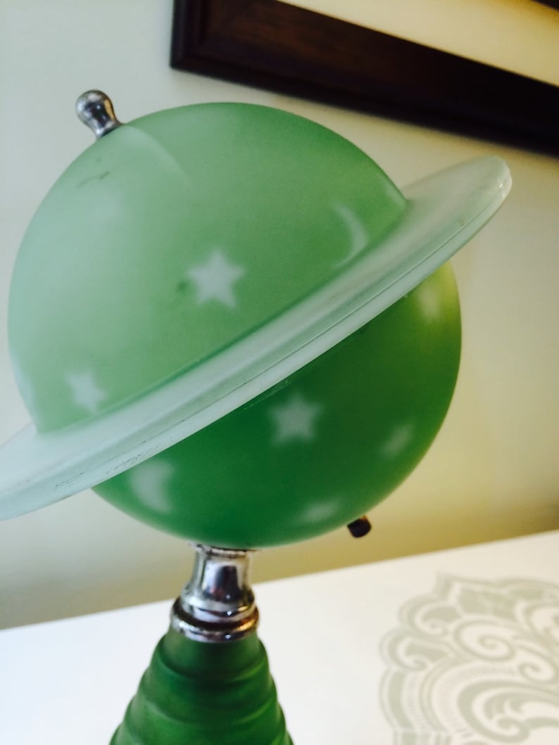 1939 Worlds Fair Green Glass Saturn Lamp Art Deco Base Vintage Etsy