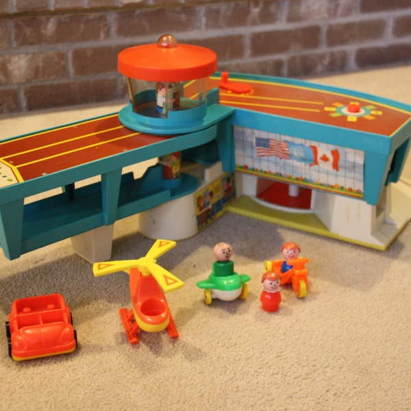 Vintage Fisher Price Airport with misc accessories