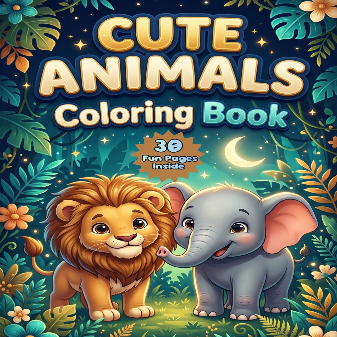Animals Coloring Book | 30 Fun Pages for Toddlers, Preschoolers (PDF ...