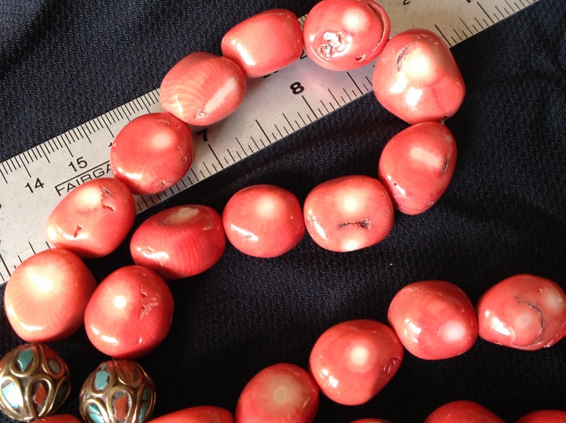 Nepal necklace Coral and silver beads.